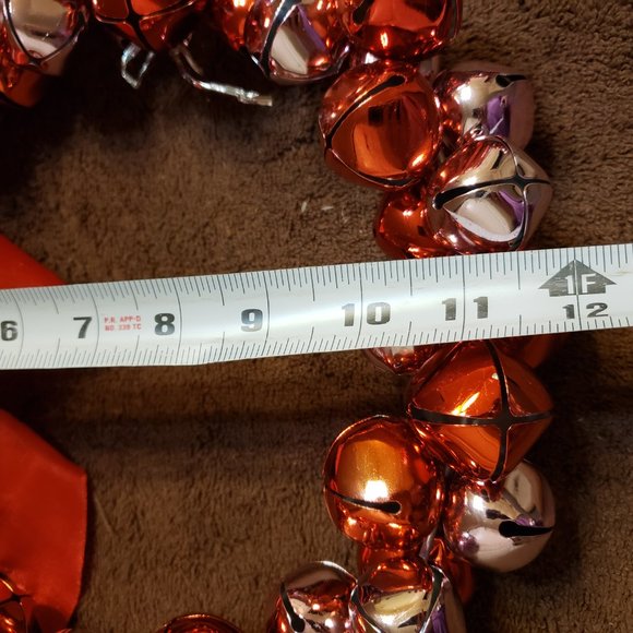 Jingle Bell Christmas Door Wreath Red Pink Silver Bells 12" x 12" - Picture 6 of 7